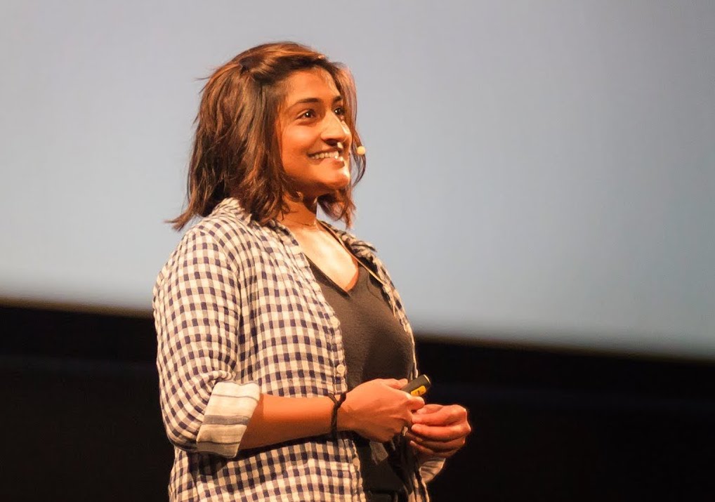 Vaidehi speaking at a conference